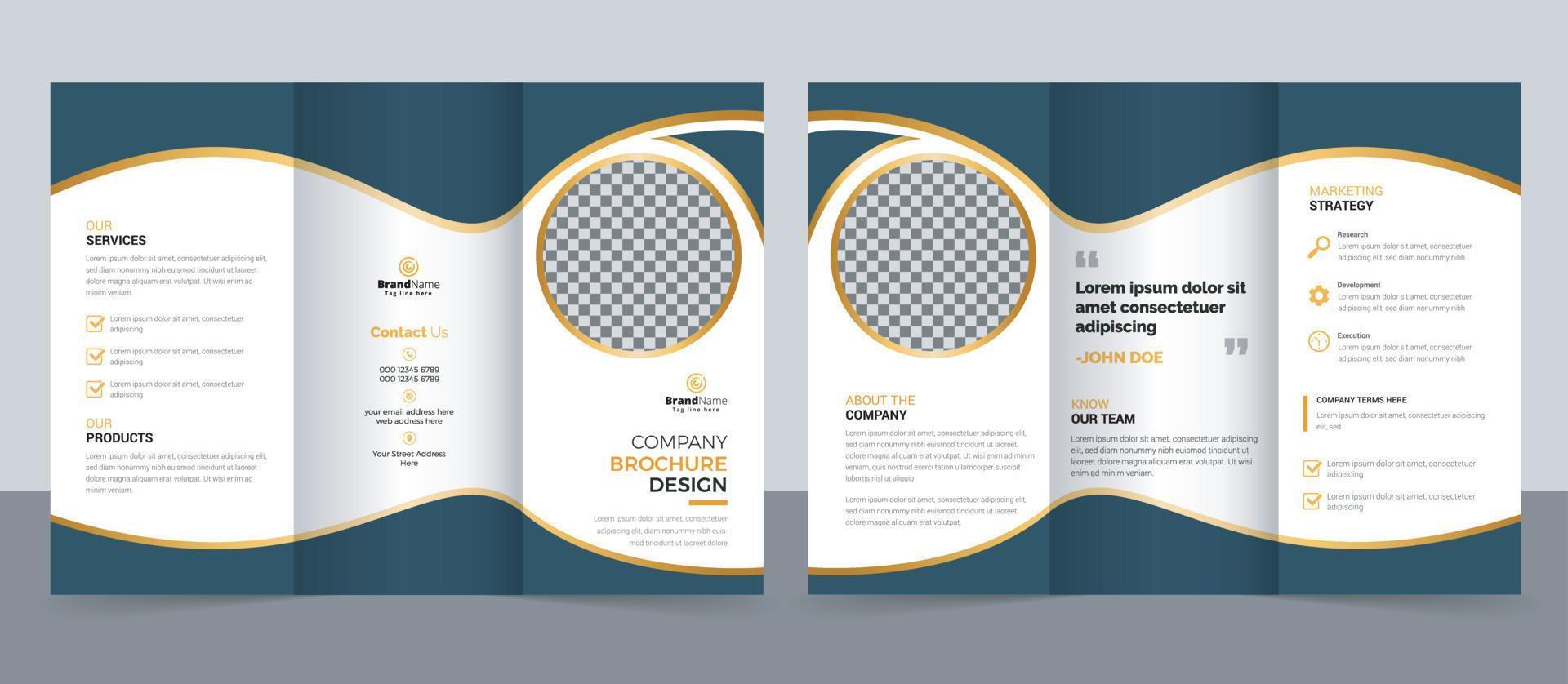 Diseño de plantilla de folleto tríptico de negocios moderno corporativo creativo. vector