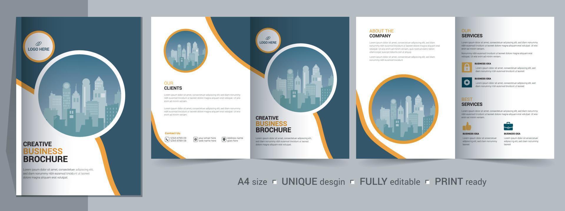 Corporate Bifold Brochure Template, Catalog, Booklet Template Design Fully Editable. vector