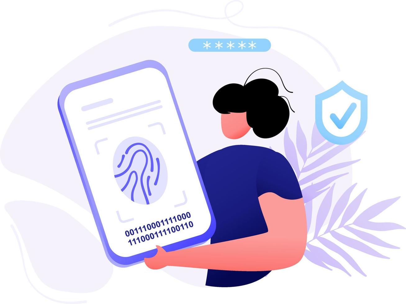 Fingerprint concept Identity Biometric Verification, dark blue, light blue, red color, minimal style, perfect for landing pages, templates, UI, web, mobile app, posters, banners, flyers, development vector