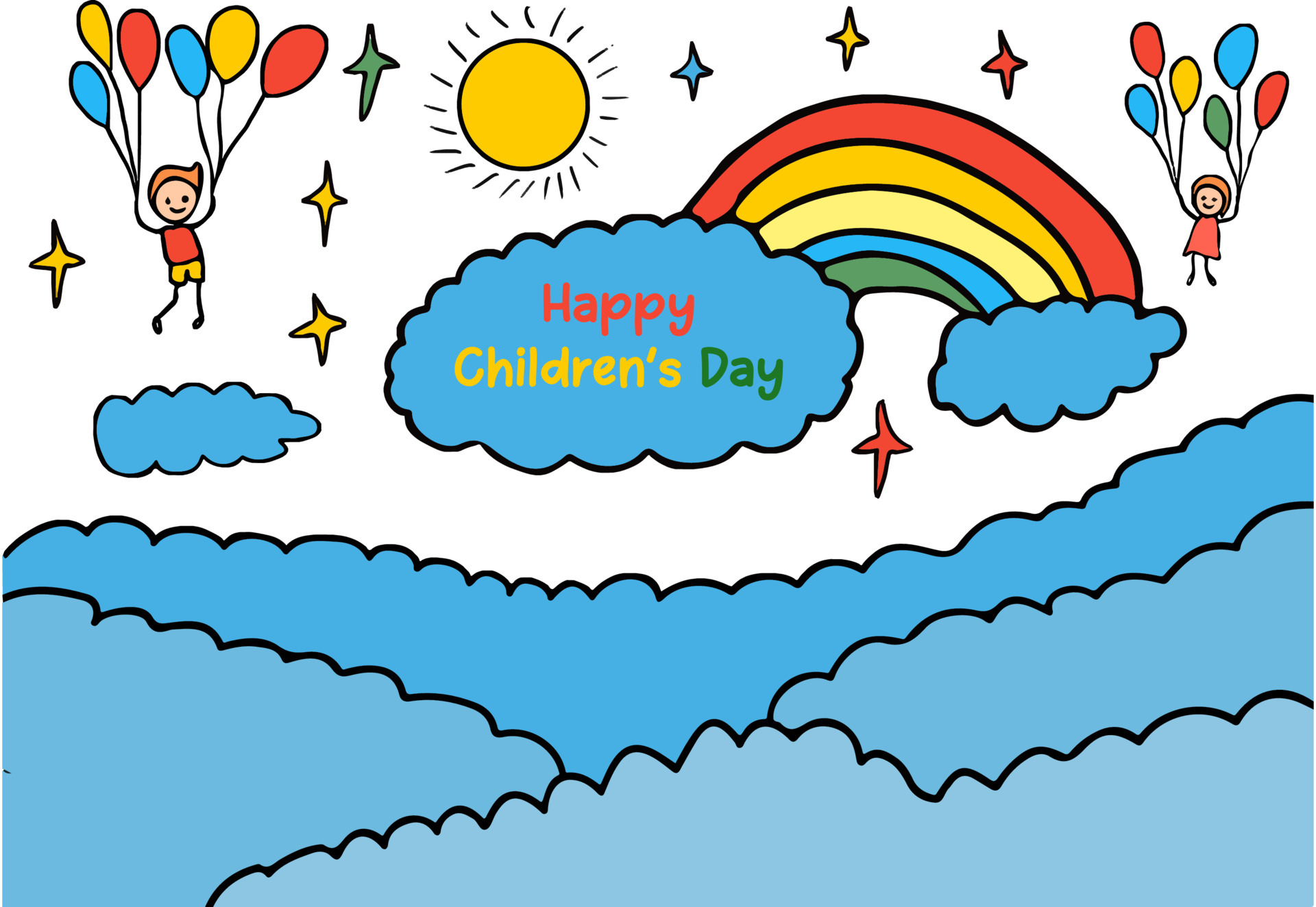Happy children day hand draw collection Royalty Free Vector