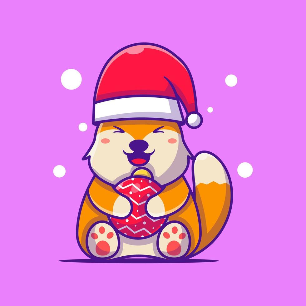 santa fox con adornos navideños ilustraciones de dibujos animados vector