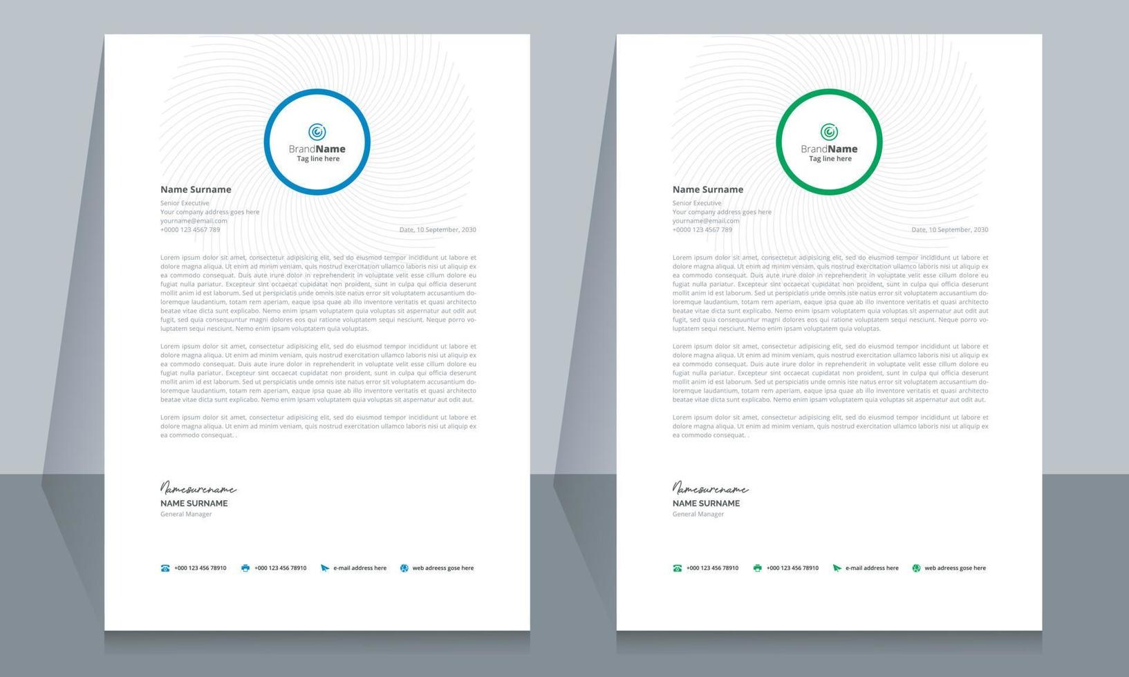 Letterhead Format Template, Business Style Letterhead Design Template Design. vector