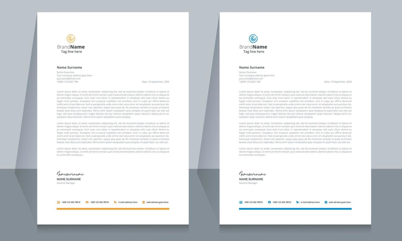 Letterhead Format Template, Business Style Letterhead Design Template Design. vector