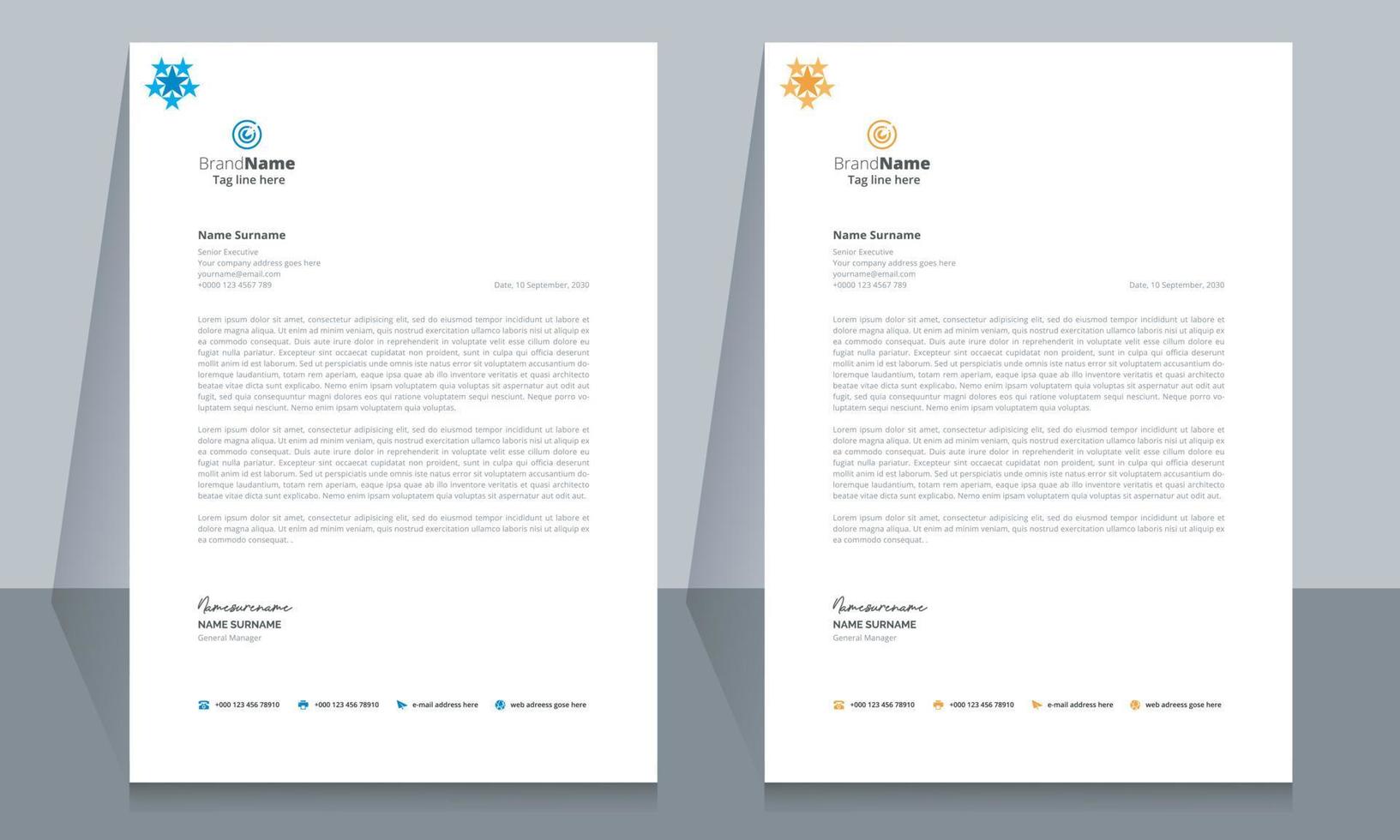 Letterhead Format Template, Business Style Letterhead Design Template Design. vector