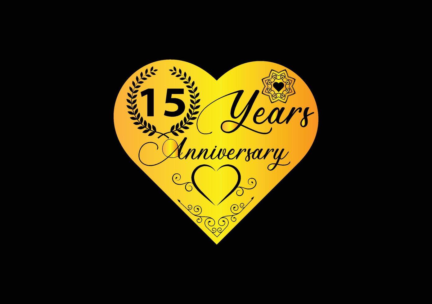 15 years anniversary celebration with love logo and icon design vector