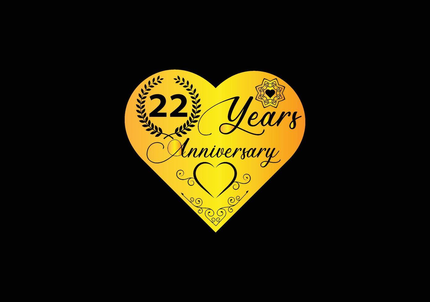 22 years anniversary celebration with love logo and icon design vector
