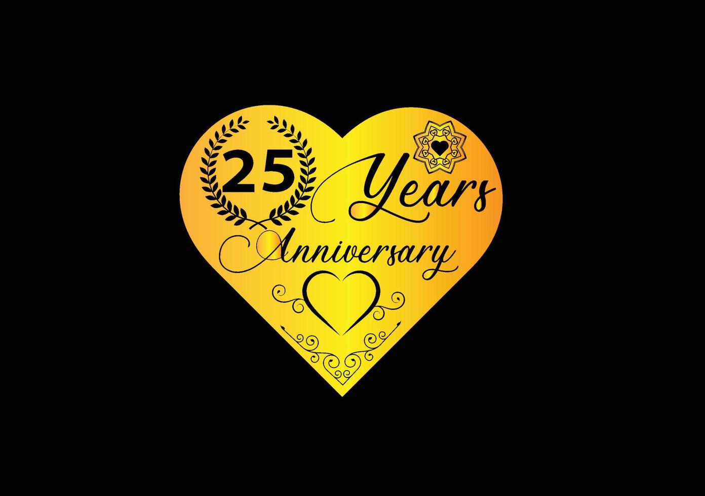 25 years anniversary celebration with love logo and icon design vector