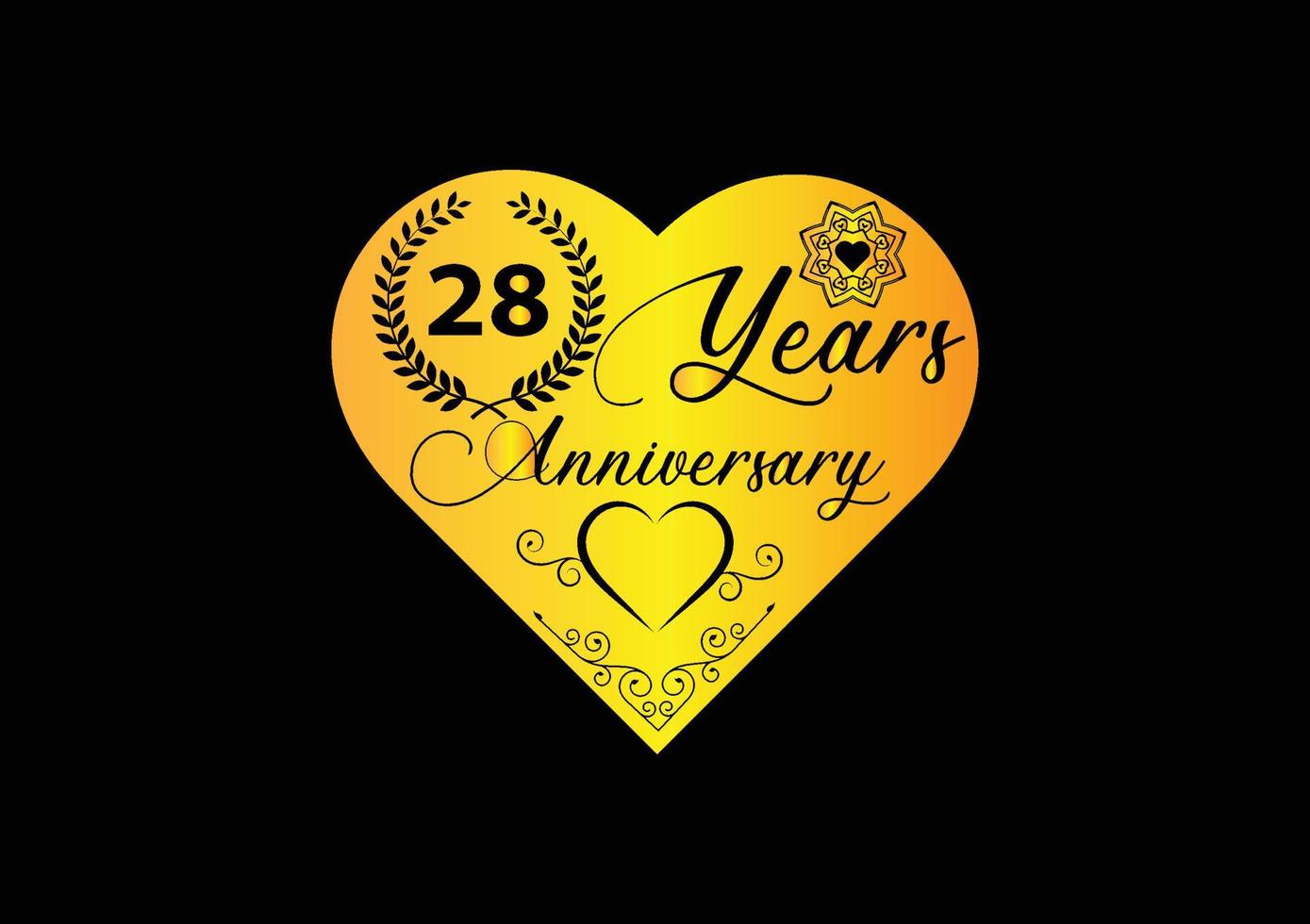 28 years anniversary celebration with love logo and icon design vector