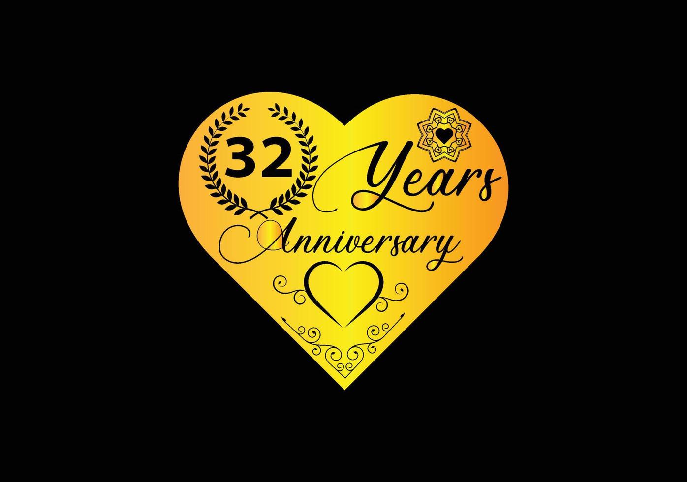 32 years anniversary celebration with love logo and icon design vector