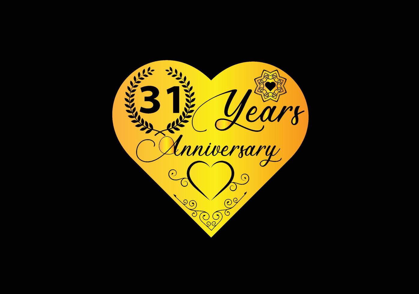 31 years anniversary celebration with love logo and icon design vector