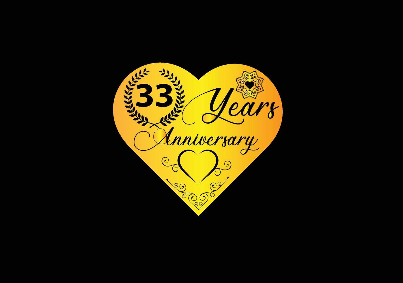 33 years anniversary celebration with love logo and icon design vector