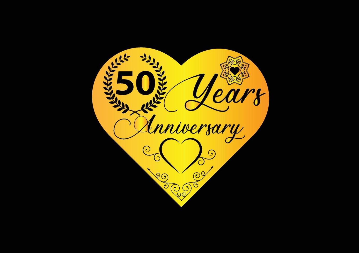 Celebración de aniversario de 50 años con diseño de logotipo e icono de amor vector