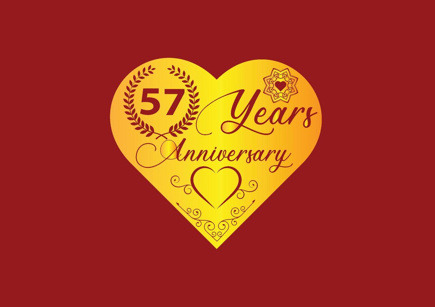 57 years anniversary celebration with love logo and icon design vector