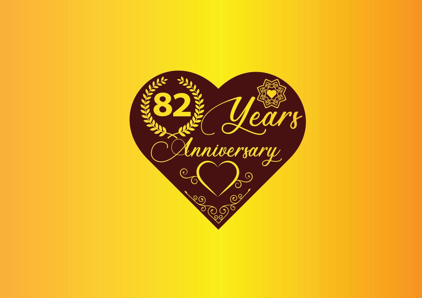 82 years anniversary celebration with love logo and icon design vector