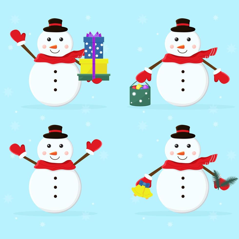 Set of Christmas snowmen, fairy character. vector