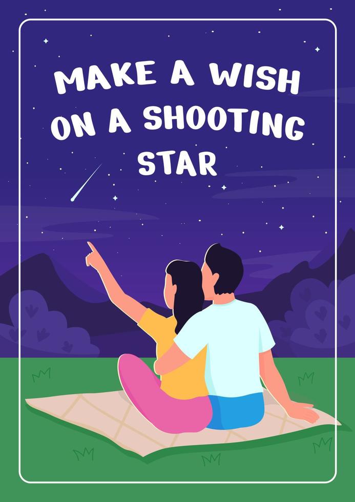 Stargazing poster flat vector template