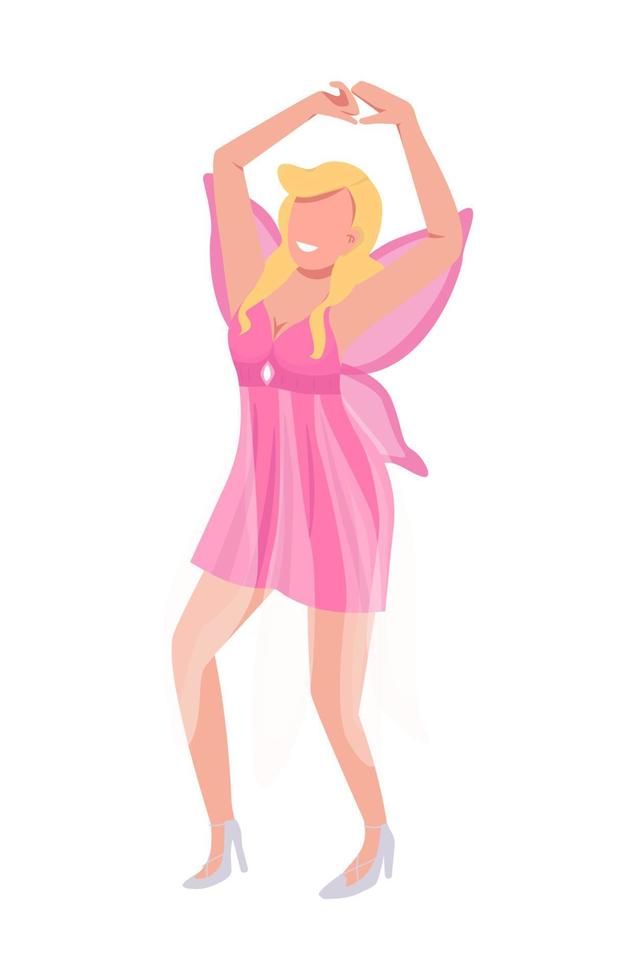 Woman in fairy costume dancing semi flat color vector character