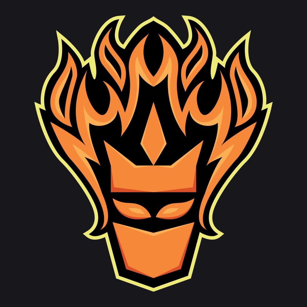 Ilustración de vector de concepto de logotipo de mascota de fuego ninja. Adecuado para papel tapiz, pancarta, fondo, tarjeta, ilustración de libro, logotipo, diseño de camiseta, pegatina, portada, etc.