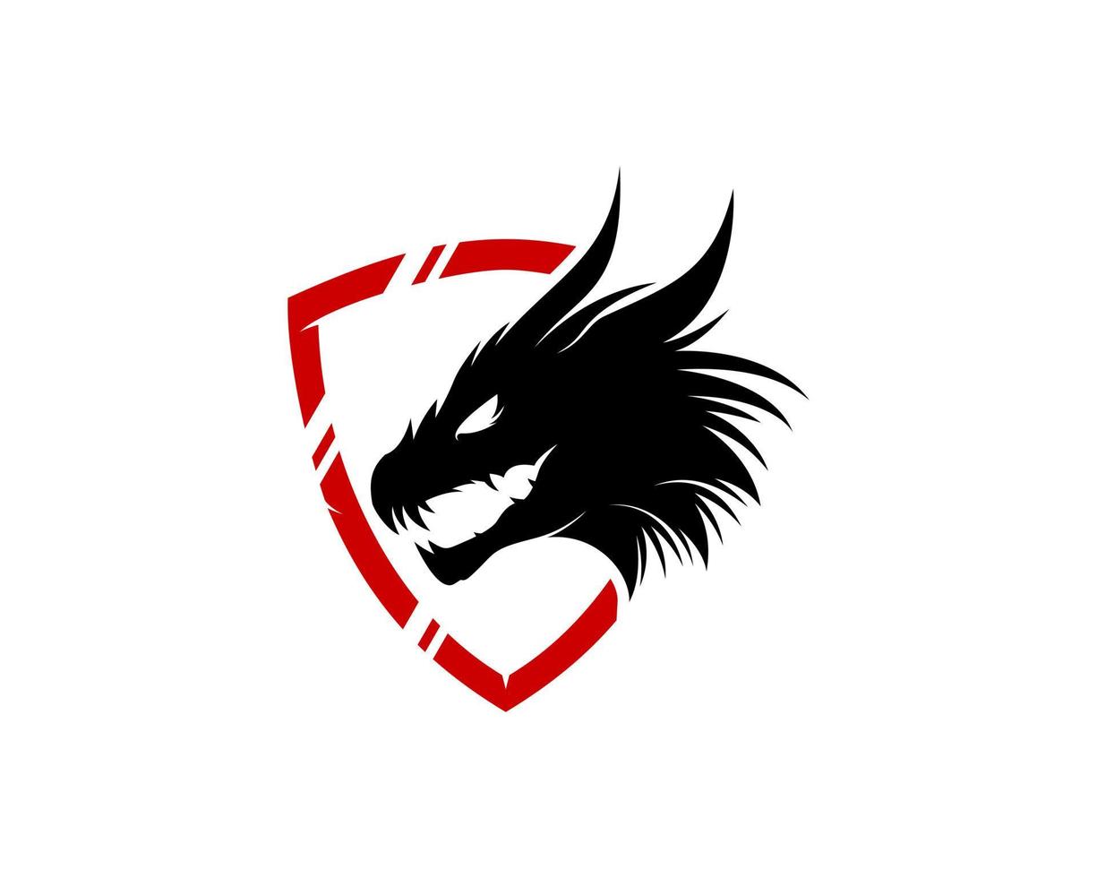 Shield with dragon head inside vector