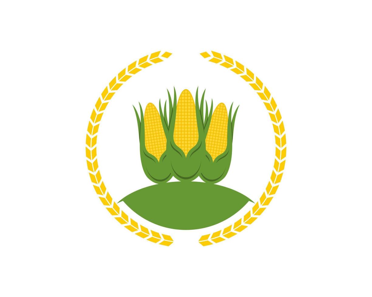 Circle wheat with corn farm inside vector