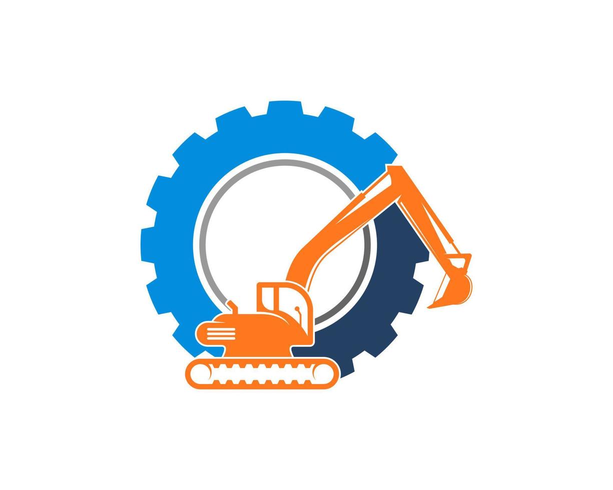 Excavator with circle gear behind vector