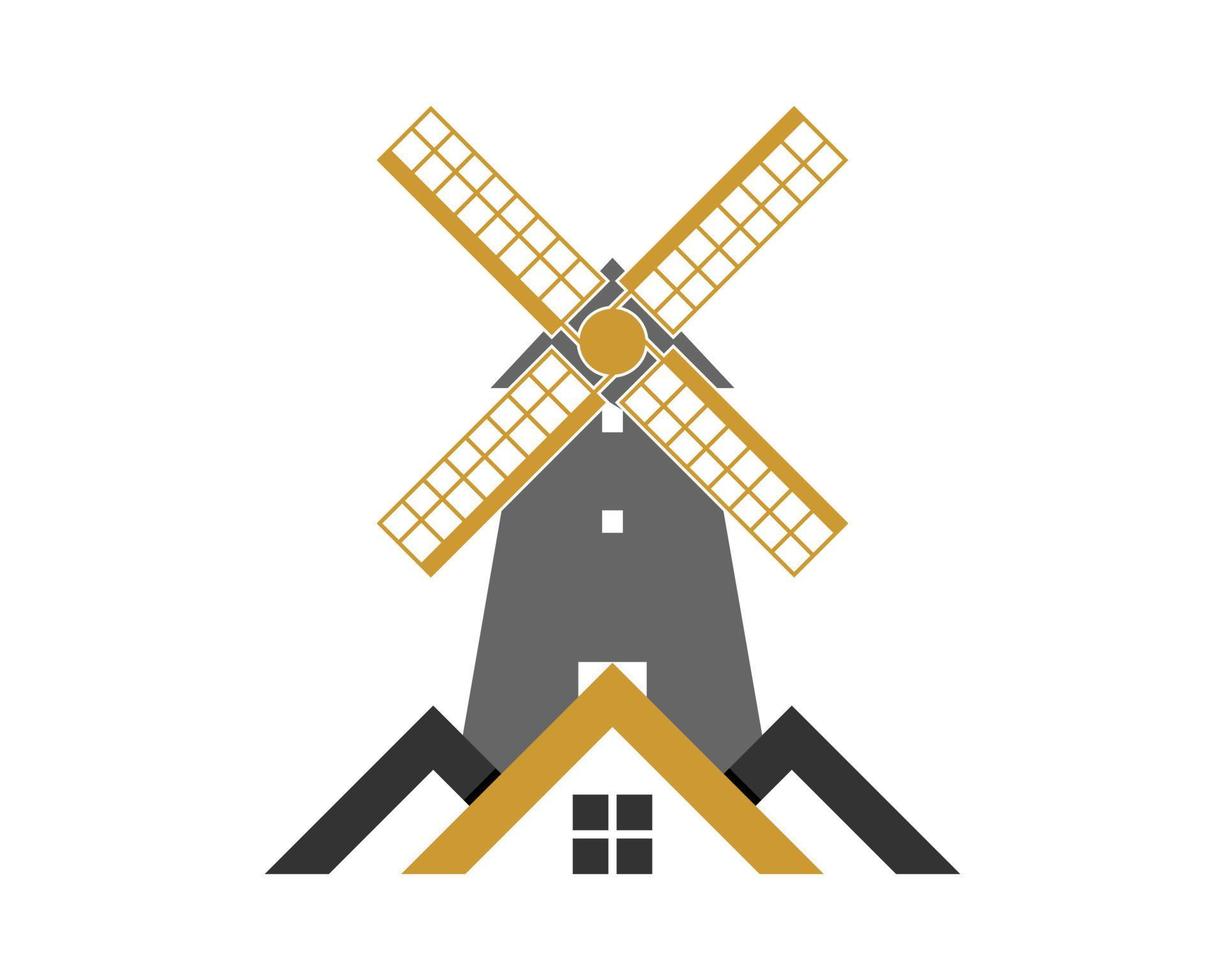 House real estate with windmill logo vector