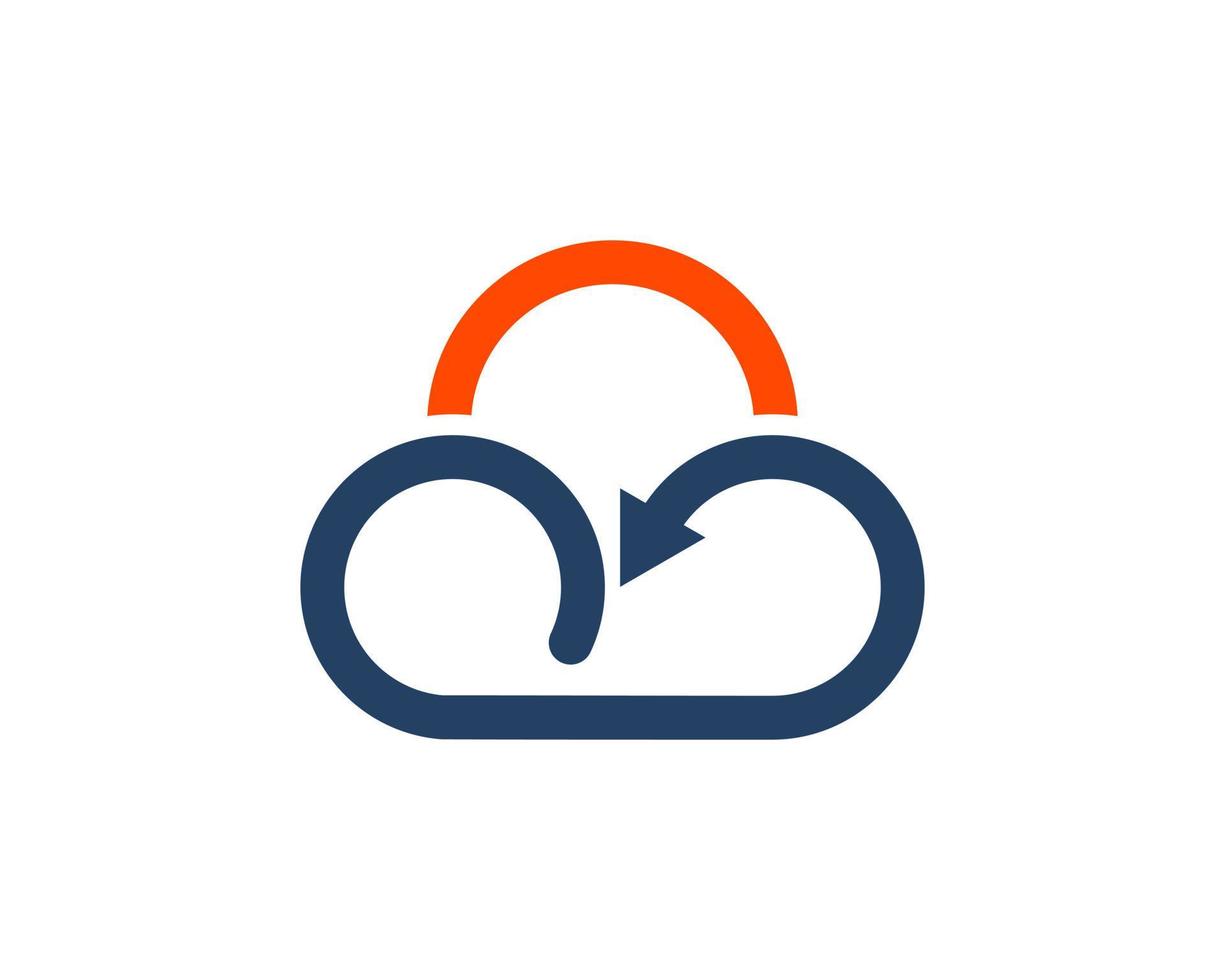 Abstract cloud shape with arrow symbol inside vector