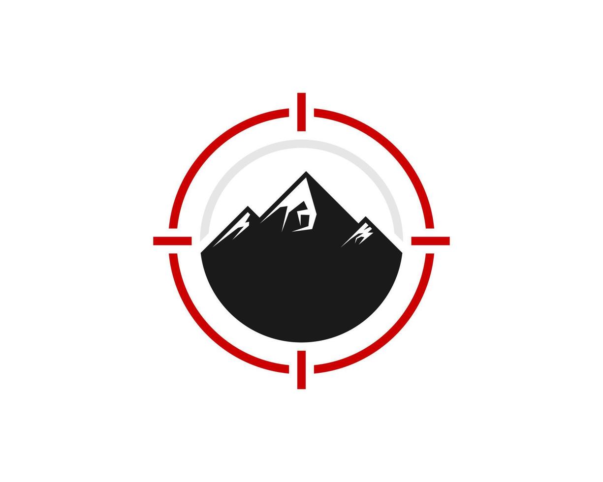 Sniper hunter symbol with mountain inside vector