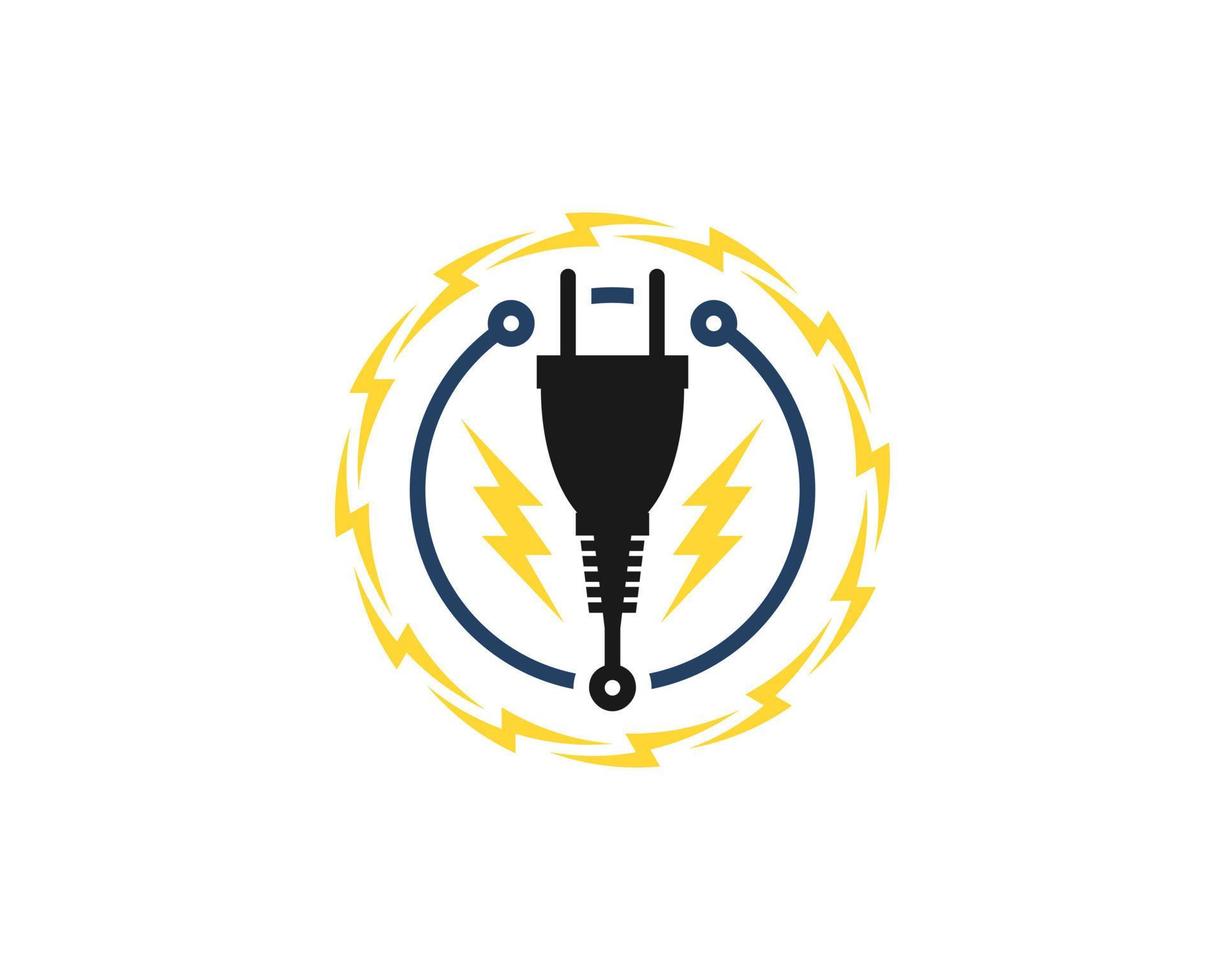 Circular lightning with circuit technology with plug inside vector