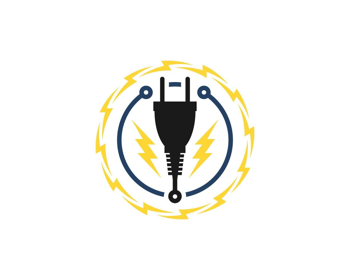 Circular lightning with circuit technology with plug inside vector