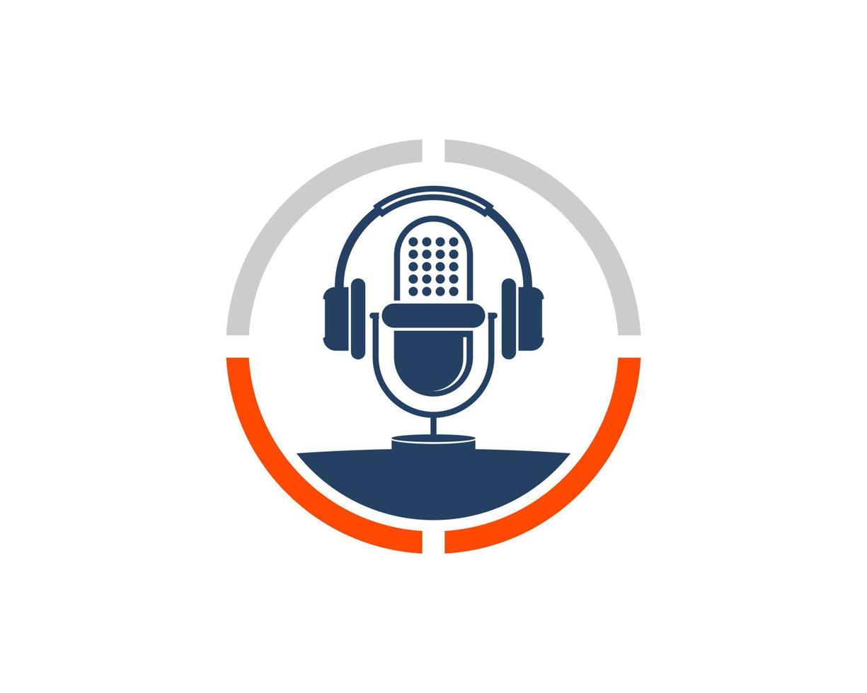 circle shape with music microphone and headphone vector