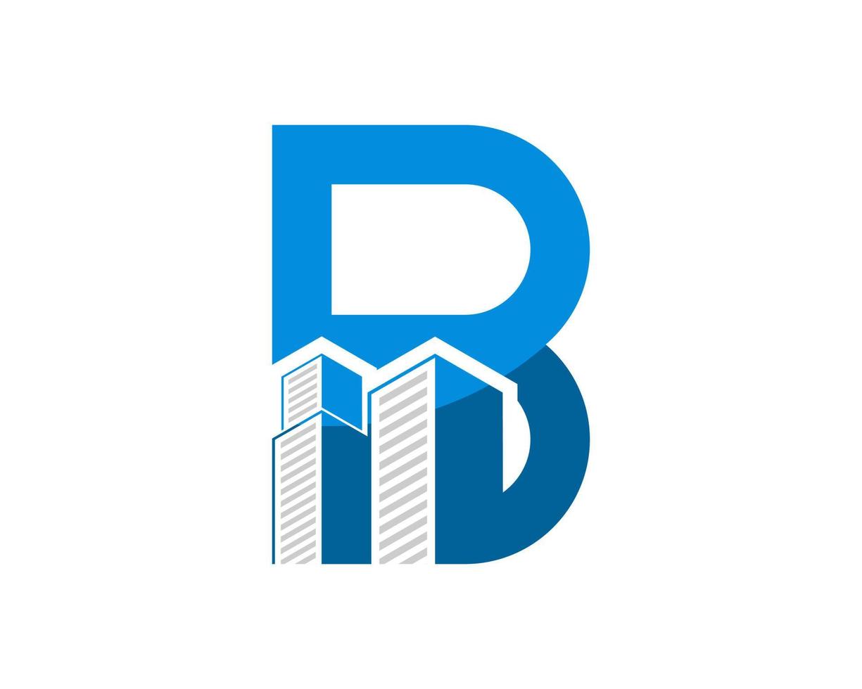 B letter initial with modern building inside vector