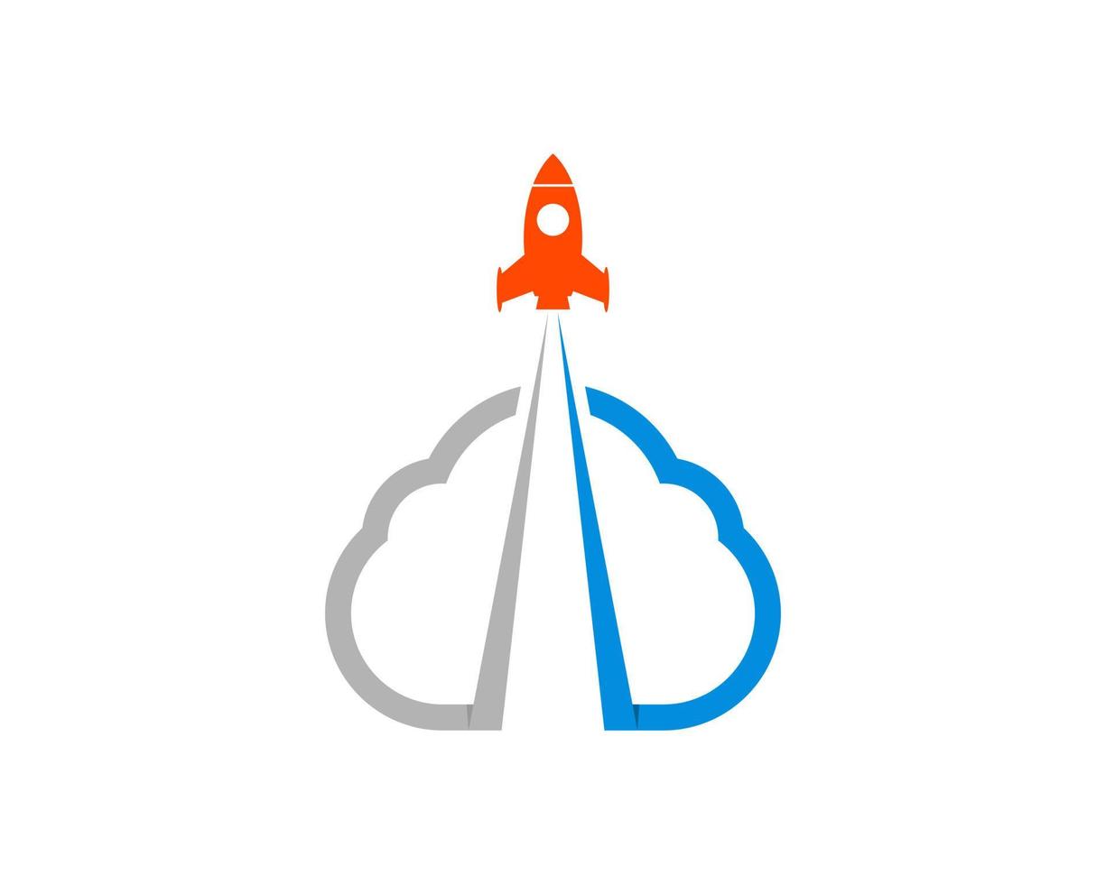 Simple cloud with rocket launch inside vector