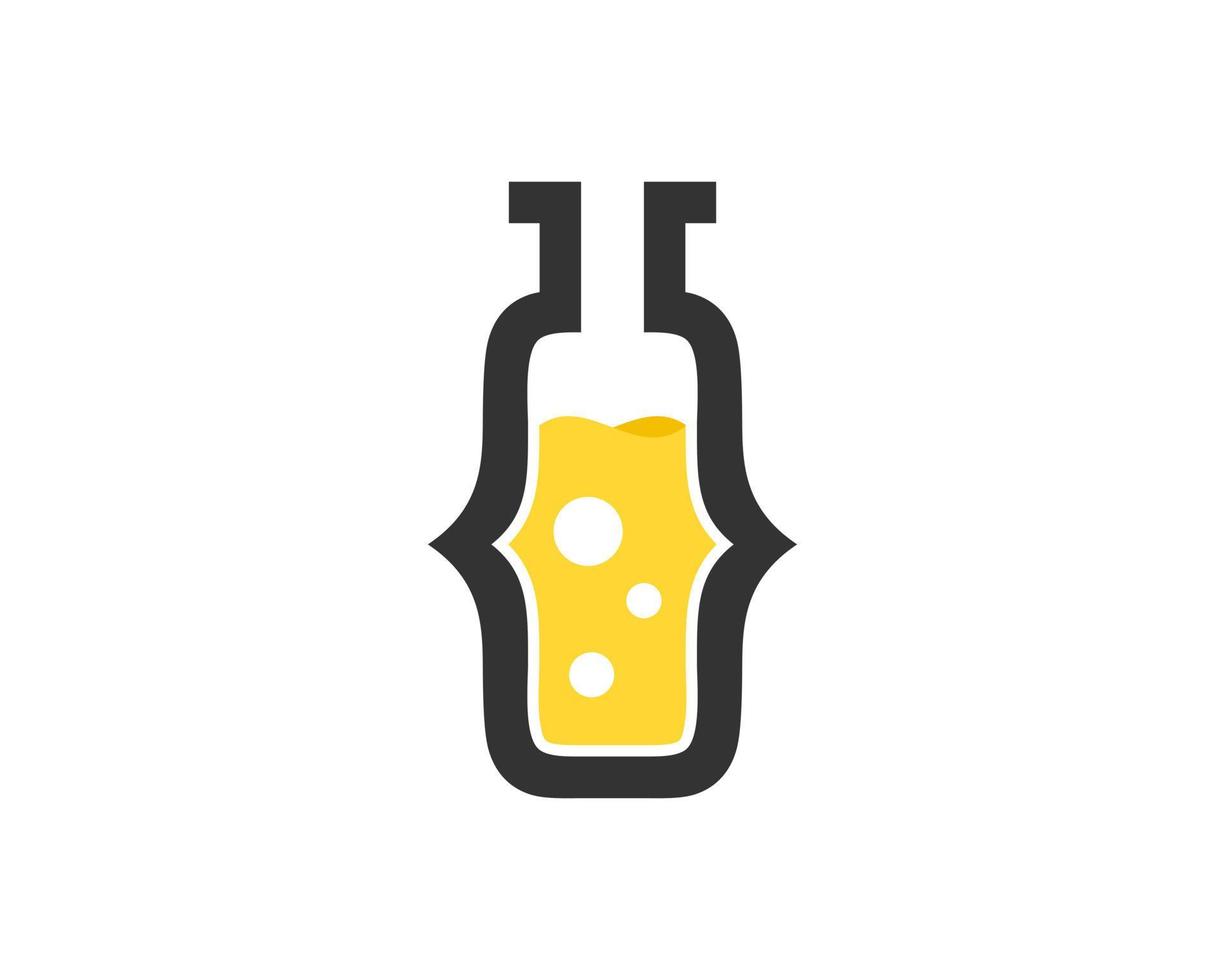 Bottle laboratory code with yellow liquid inside vector
