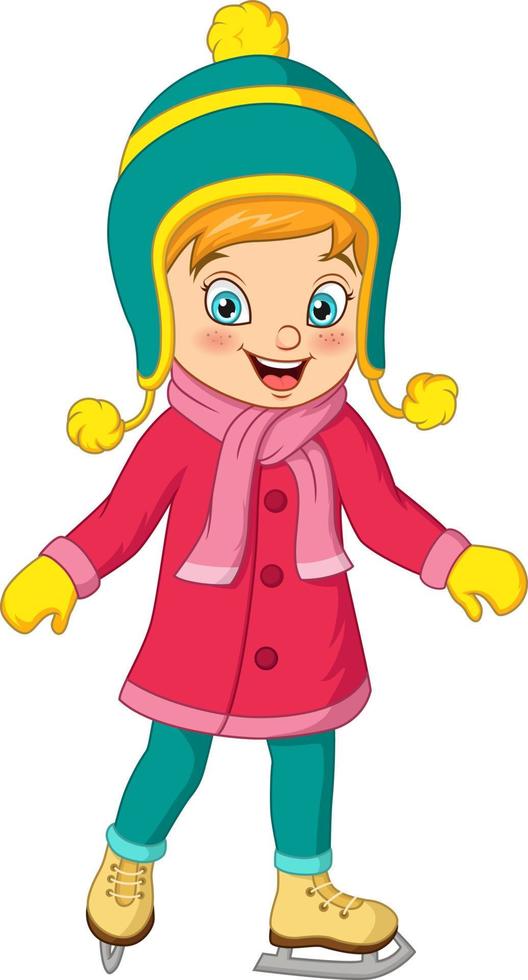 Cute little girl in winter clothes vector