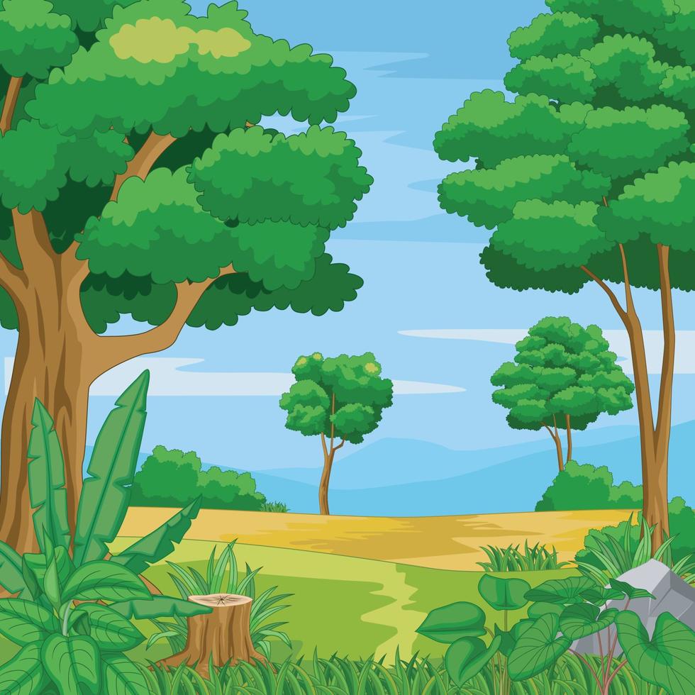 Beautiful green jungle with mountains and plants 4991848 Vector Art at ...