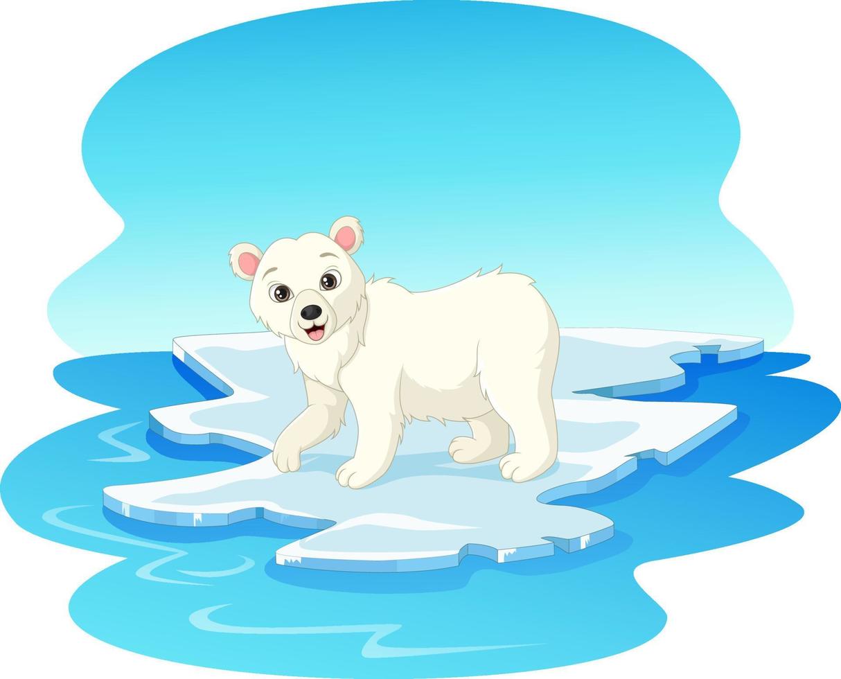 oso polar flotando en un hielo vector