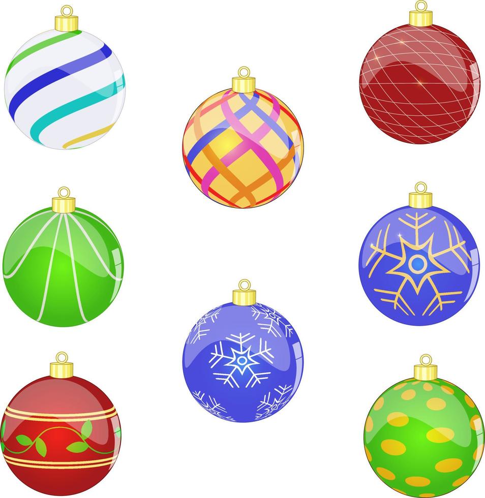 conjunto de bolas de navidad de colores vector