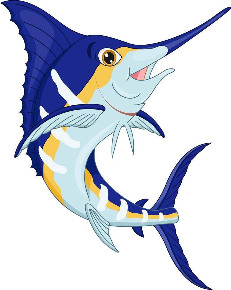 Cartoon marlin fish on white background vector