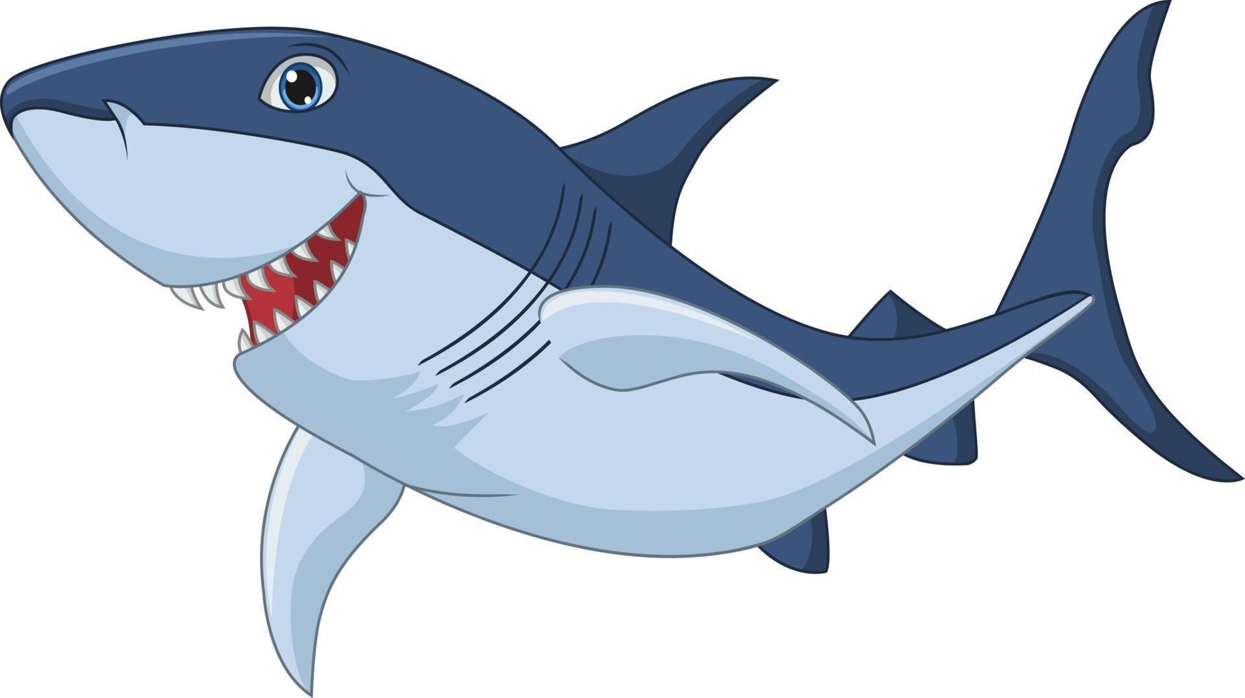 tiburón de dibujos animados sobre fondo blanco vector