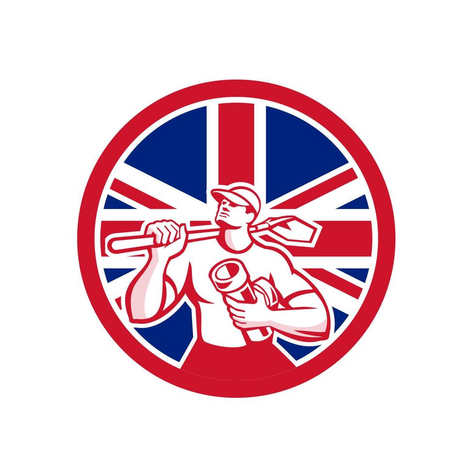 icono de mascota de capa de drenaje británico vector