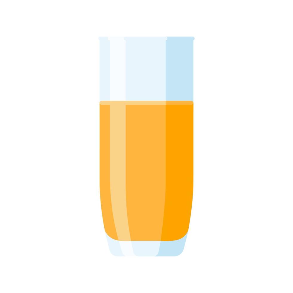 Glass Orange Juice. Flat Style. Fresh fruit drink icon for logo, menu, emblem, template, stickers, prints, food package design vector