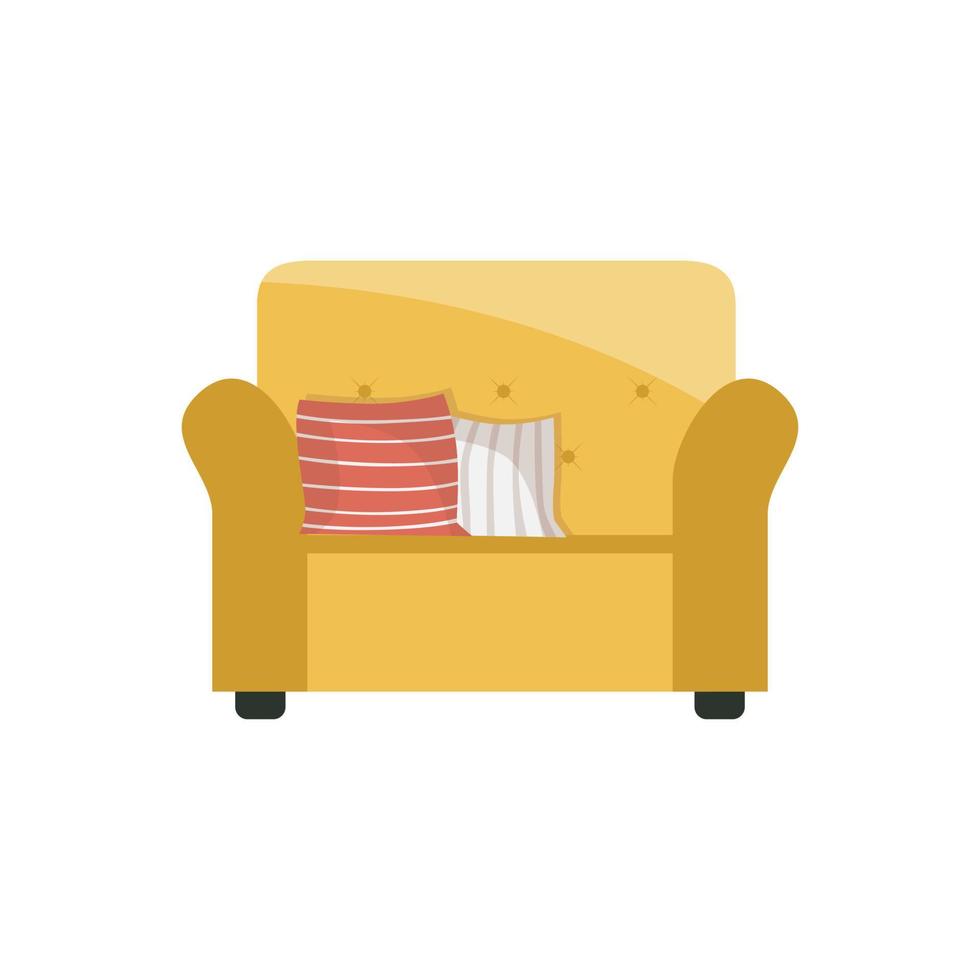 sillón amarillo en estilo plano vector