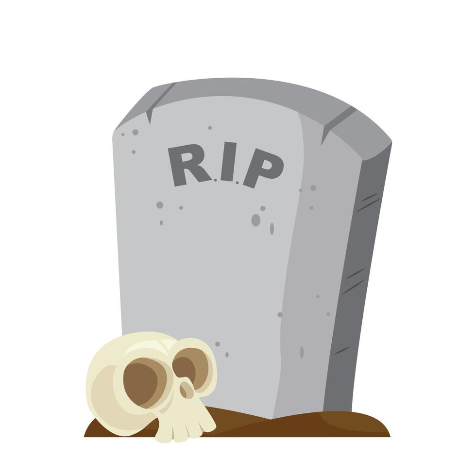 Halloween gravestone with skull illustration vector