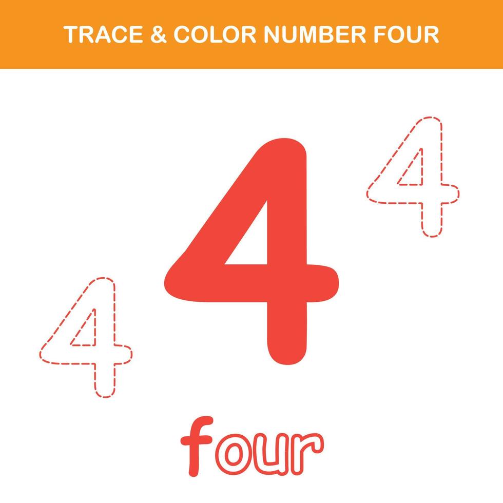 Trace and color number printable worksheet vector