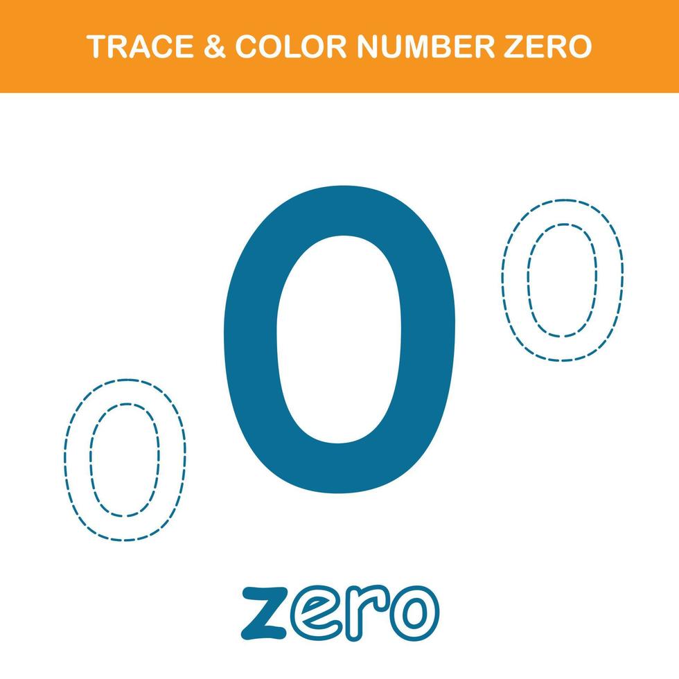 Trace and color number printable worksheet vector