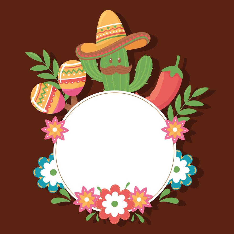 cartoon cactus with label vector