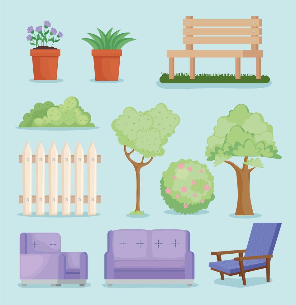 eleven backyard icons vector