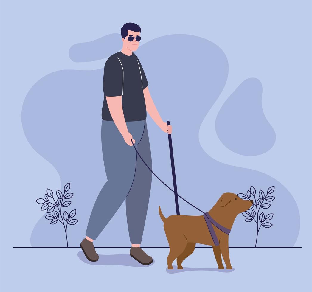 blind man walking vector