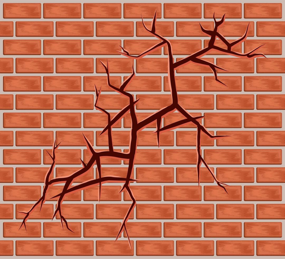 bricks cracked wall vector